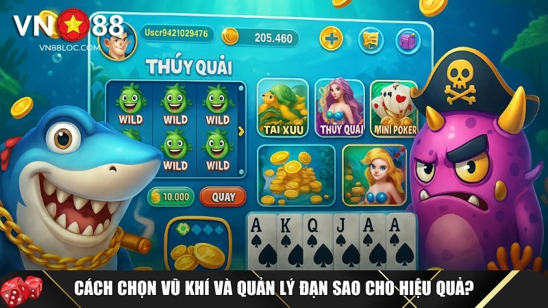 Bắn cá ăn xu – Hướng dẫn chi tiết & Mẹo săn thưởng hiệu quả 4 Hướng dẫn cách chọn vũ khí và quản lý đạn hiệu quả tại VN88